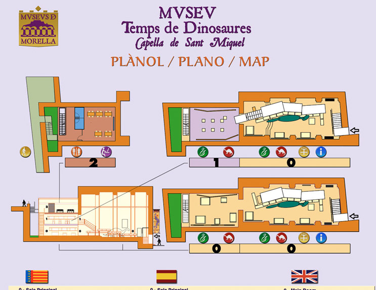 MUSEO TEMPS DE DINOSAURES Panel. Plano directorios. Morella. CASTELLÓN