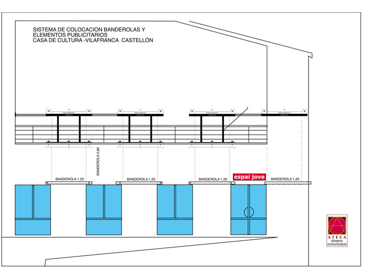 AYUNTAMIENTO DE VILAFRANCA. Plano. Sistema de colocación elementos publicitarios exterior